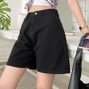 Women Black Y2k Style Baggy Denim Shorts Wide Leg Short Pants