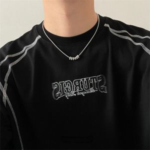 Men's Titanium Steel Round Pendant Necklace: Niche Design