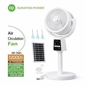 Dp Duration Power 7-Inch Solar Rechargeable Air Circulation Fan with 12000mAh Battery & 3 LED Bulbs (Model: DP-7641)