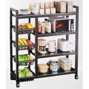 Multi-functional Carbon Steel Kitchen Storage Rack & Organizer Cart With Wheels
