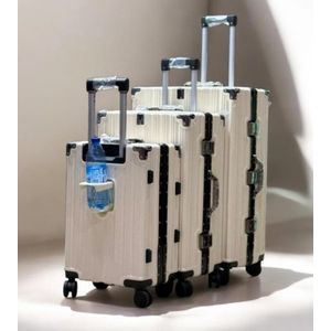 WHITE LUXURY Aluminium Frame Luggage Box - 3 Sets