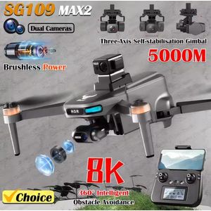 SG109 MAX2 Professional FPV 8K Camera Drone with 3-Axis Gimbal 4KM Brushless GPS Quadcopter Obstacle Avoidance Smart Drone