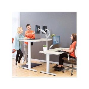 Adjustable Electric Table & Dual Arm Monitor Hanger 27"-32"