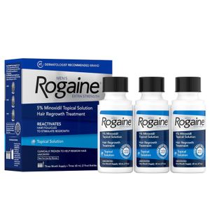 Men Extra Strength 5% Minoxidil, Topical Solution for Thinning & Hair Loss, Clinically Proven ROGAINE FDA Approved Minoxidil for Men Treatment, Regrow Fuller Hair, 3 Month Supply, 3 Bottles