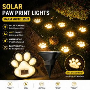 Solar Paw Print Garden Light Warm White Outdoor Pathway Lamp
