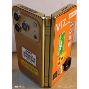 Gionee V17pro Max, dual sim, double sided screen, camera, vibration, type c charger, gold 