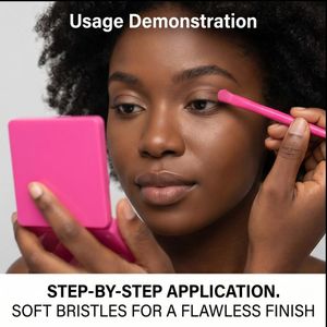 BEAUT4 Portable 5pcs Makeup Brush Set with Mirror - Travel Mini Cosmetic Brushes-Rose Pink