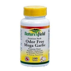 nature's field Odor Free Mega Garlic – Promotes Heart & Healthy Cholesterol & Immune Function – 100 Tablets