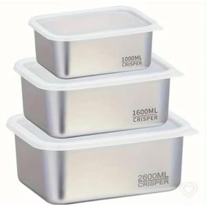 3PCS STAINLESS STEEL FOOD STORAGE CONTAINER WITH LID