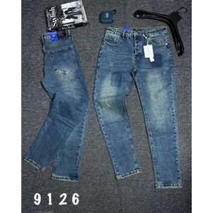 Quality Stonewash Denim Jeans For Guys-Mix-Blue