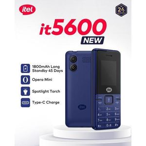 itel It5600New Wireless FM 1'7 inch Display 1800mah Torch Type-C, Black