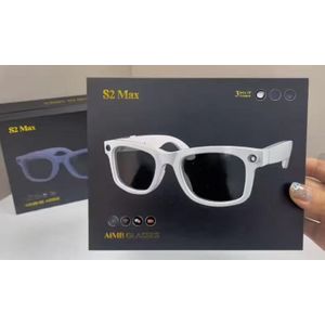 S2 Max AI smart glasses 4K HD Camera 290 mAh Battery 8MP Photography Video Recording, Real Time Translation, GPT Object Identification, listening to music-With 3 Lenses