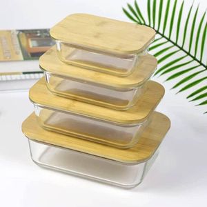 Glass storage bowl with bamboo lid 