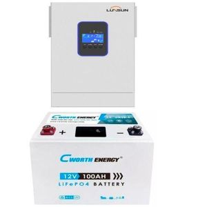 CWORTH ENERGY 1.3kWH Lithium LiFePO4 Battery 100Ah and 1.2kva Luxsun hybrid inverter