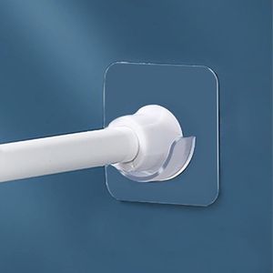 Yiliker Venupple Spring Tension Rod Holder, 4 Pack Shower Rod Holders  Small Transparent Shower Rod Bracket No Drilling, Adhesive Tension Curtain Rod Retainer Shower Curtain Rod Holder for Wall