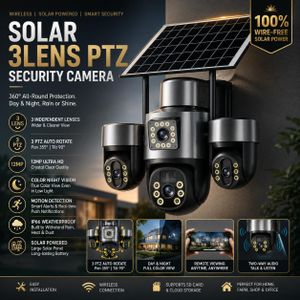 Danstar Triple-Lens 3 PTZ Auto-Rotate  Solar Powered  12MP Ultra HD
