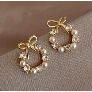 Beautiful Pearly Golden Stud Earrings