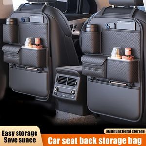 Black PU car seat back storage bag, universal multi-layer storage bag.