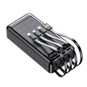 Flick 20000mAh Power Bank, Four In Built Cables  - With 3A Built in Type-C, iPhone ( Lightning), Android ( Micro ) & USB Cable, With a 5V Power Delivery Capacity Type C Input and Output  port Enabled & Double USB Port