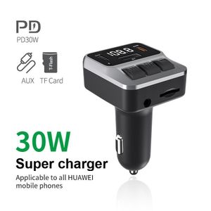 Car MP3 Player Bluetooth 5.0 FM Transmitter Handsfree Car Radio Modulator with Built-in Mic USB Quick Charge Adapter for Car