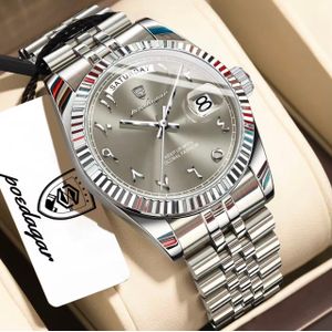 POEDAGAR Original Quality & Super Premium Week/Date Silver Unisex Wristwatch 