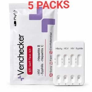 Venchecker 4-in-1 self test kit (5 Packs) for HI-V, Syphilis, Hepatitis B and Hepatitis C