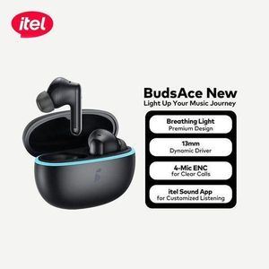 itel Buds-Ace New Breathing Light Premium Design 13mm Dynamic Driver 4-Mic ENC for Clear Calls Earbuds IEW-63
