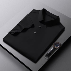 Breathable Ice Silk Mens Polo Black Satin Shirt For Autumn And