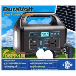 Duravolt 150W Solar Power Portable LED lights 12V battery Solar charing AC charging DSPP-150