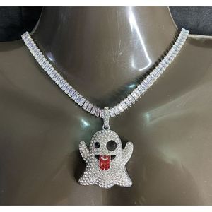 Iced Out Cuban Link Choker With Clown Pendant Silver