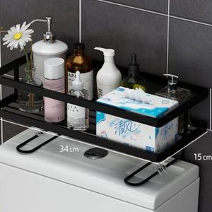 1pc Black Free-standing Toilet Paper Holder With Tray, Stand Up Bathroom Tissue  Roll Storage Rack With Space Shelf, Waterproof And Anti-rust