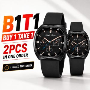 2PCS Buy 1 Get 1 Free Unisex Black Sports Watch  Waterproof Casual Silicone Strap Wristwatch for Men  Women