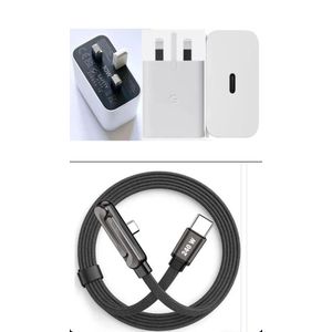 Google Pixel 30W PD 3.0 USB-C Fast Charger & Bracket Braided Cable 