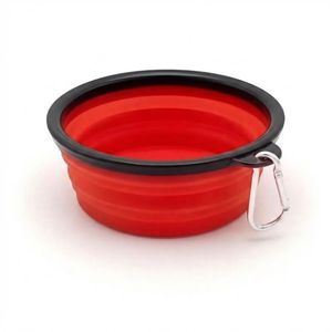 Collapsible Pet Bowl with Carabiner Clip: Portable Travel Pet Bowl for Dogs & Cats. Eco-Friendly TPE Expandable Food & Water Dish for Outdoor Hiking. Walking & Camping. Red. 350ml