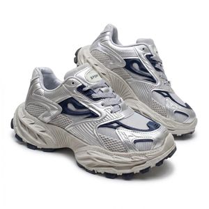 Unisex Grey And Blue Chunky Canvas Sneakers – Premium Streetwear Sport Shoes (LT301B)