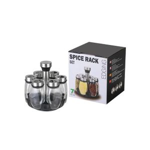 Rotary Spice Jar Set Stainless Steel 6 Jars