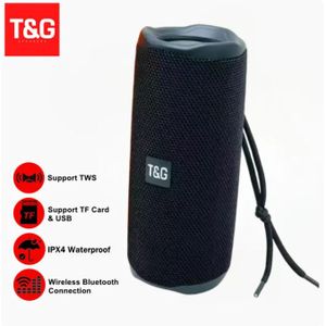 T&G TG468 High Quality Portable Wireless Luxury Speaker Outdoor Sports Mini Waterproof Subwoofer 10W Supports TF Card FM USB Radio (BLACK)