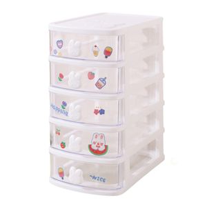 Cute Plastic Drawer Organizer Multi Grid Stationery Storage Box for Bathroom Dorm Desk Office,White,5 Layer NO5117