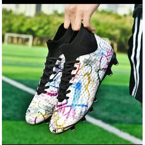 White Multi-Colour Graffiti Speed Football Boots - Lightweight Firm Ground Cleats
