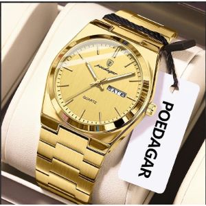 POEDAGAR Non tarnish gold men women stainless steel wrist watch. Perfect gift idea. Comes boxed