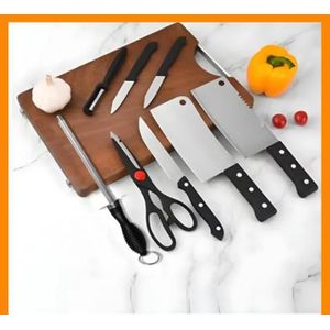 8 in 1 Stainless Steel Kitchen Knife Set with Cleaver Scissors Peeler and Sharpener