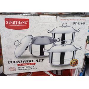 3 Pcs Unique Stainless Cookware Set. 