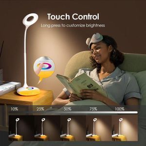 Rechargeable Touch Control LED Desk Lamp – Dimmable Eye-Caring Reading & Study Lamp (White)