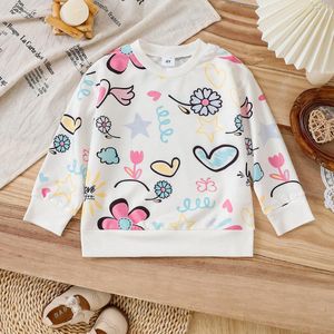 Catpapa 4-7 Years Kid Girl Hand drawn printing Long Sleeved Top Cute Blouse Child Girl Daily Wear Autumn Winter Outfit