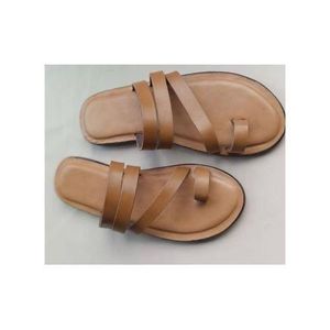 Men Leather Palm Slippers Brown