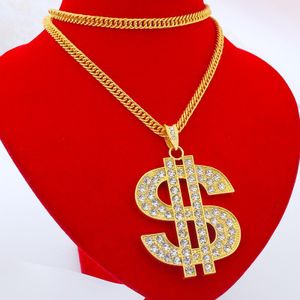 DORXTI The Ultimate Hustle: Iced-Out Sign Pendant & Gold-Tone Curb Chain Set