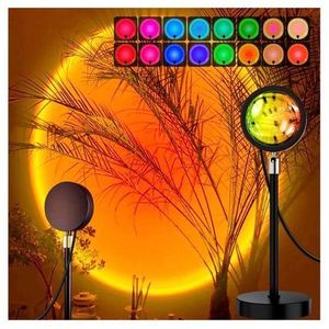 Sunset Lamp Projector Rechargeable - Sun Lamp Projection for Aesthetic Room Décor, Sunset Light with Remote, 16 Colors Changing Sunrise Mood Atmosphere Lamp for Photograph, Bedroom, Party, Selfie, Wall Decor etc.
