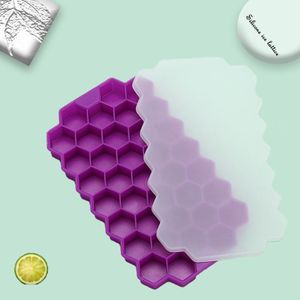 2pcs Silicone Flexible Ice Cube Maker With Lid Cover purple