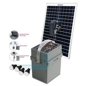 Duravolt 4 in 1 Solar Rechargeable Pack For Fans 12V4.5Ah- ONLY THE BATTERY , SOLAR PANEL AND  4 BULBS