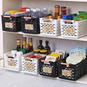 8PCS Fruit Basket Portable Wooden Handle Pantry Storage Basket,